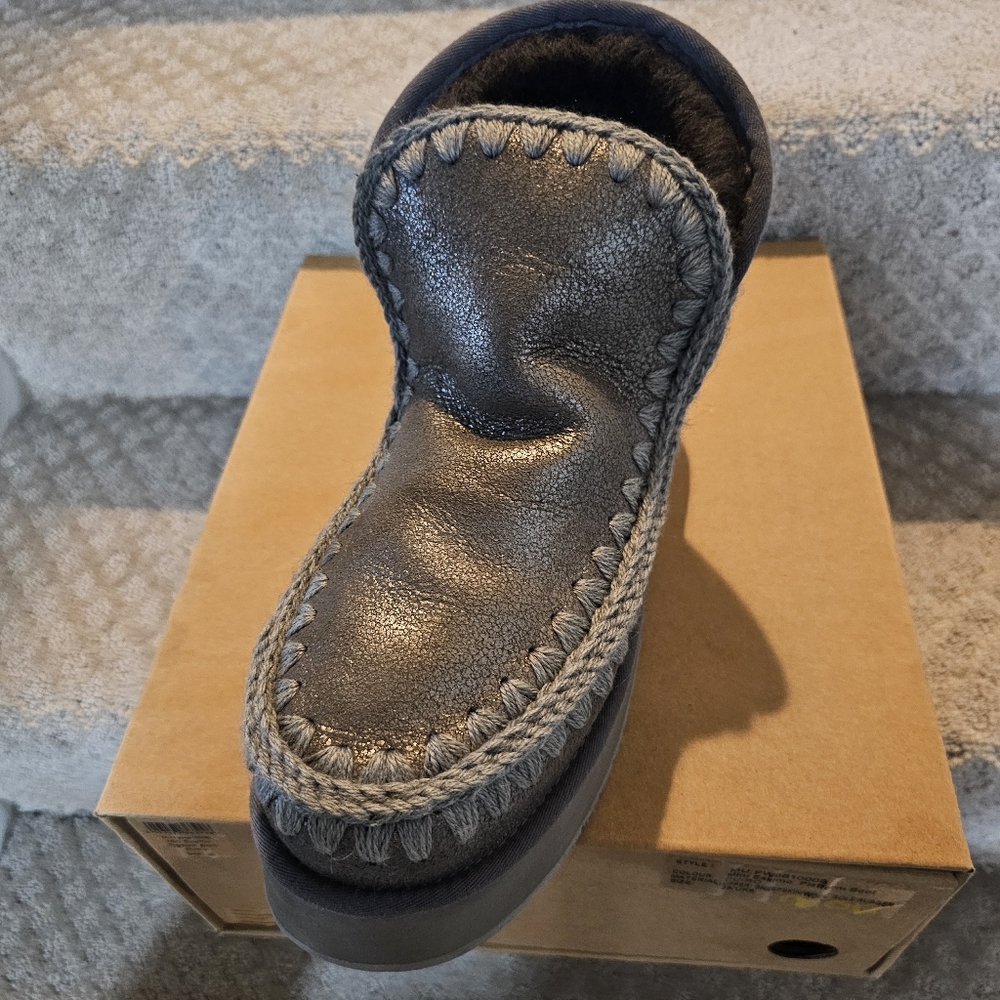 Mou Leather Slippers - Dark Gray